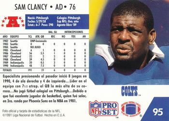 1991 Pro Set Spanish #95 Sam Clancy Back