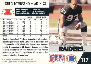 1991 Pro Set Spanish #117 Greg Townsend Back