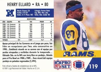 1991 Pro Set Spanish #119 Henry Ellard Back