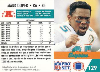 1991 Pro Set Spanish #129 Mark Duper Back