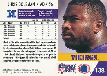 1991 Pro Set Spanish #138 Chris Doleman Back