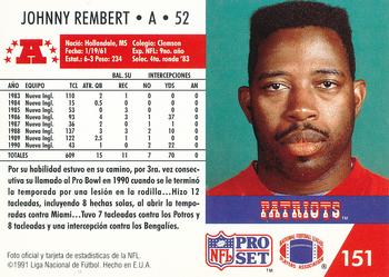 1991 Pro Set Spanish #151 Johnny Rembert Back