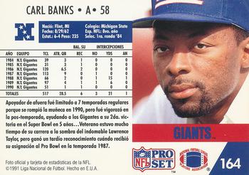 1991 Pro Set Spanish #164 Carl Banks Back