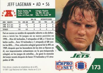 1991 Pro Set Spanish #173 Jeff Lageman Back