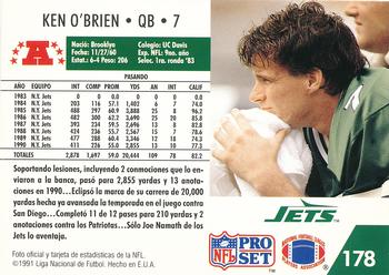 1991 Pro Set Spanish #178 Ken O'Brien Back