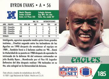 1991 Pro Set Spanish #185 Byron Evans Back