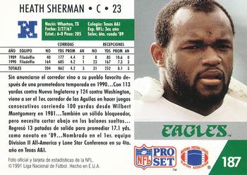 1991 Pro Set Spanish #187 Heath Sherman Back