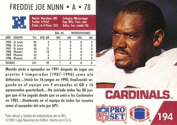 1991 Pro Set Spanish #194 Freddie Joe Nunn Back