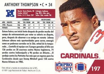 1991 Pro Set Spanish #197 Anthony Thompson Back