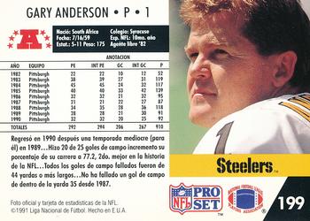 1991 Pro Set Spanish #199 Gary Anderson Back
