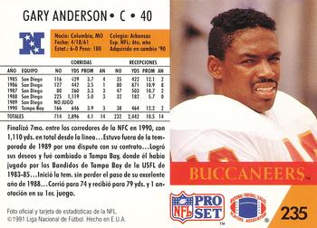 1991 Pro Set Spanish #235 Gary Anderson Back