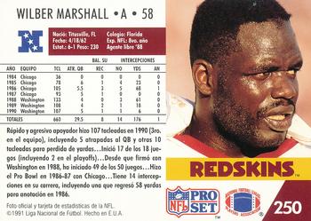 1991 Pro Set Spanish #250 Wilber Marshall Back