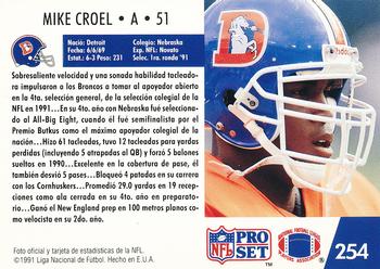 1991 Pro Set Spanish #254 Mike Croel Back