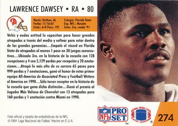 1991 Pro Set Spanish #274 Lawrence Dawsey Back