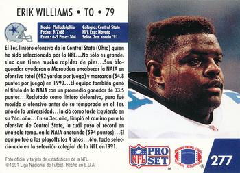 1991 Pro Set Spanish #277 Erik Williams Back