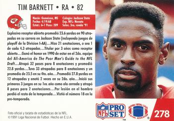 1991 Pro Set Spanish #278 Tim Barnett Back