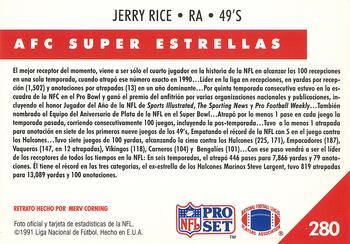 1991 Pro Set Spanish #280 Jerry Rice Back