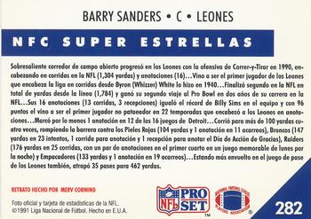 1991 Pro Set Spanish #282 Barry Sanders Back
