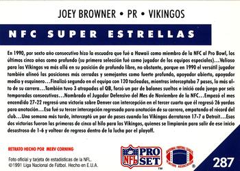 1991 Pro Set Spanish #287 Joey Browner Back