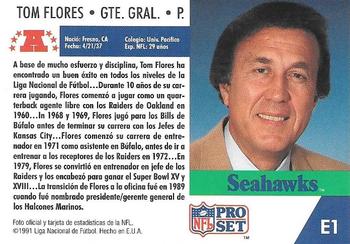 1991 Pro Set Spanish #E1 Tom Flores Back