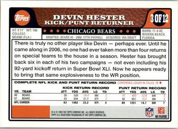 2008 Topps All-Stars #3 Devin Hester Back