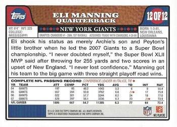 2008 Topps All-Stars #12 Eli Manning Back