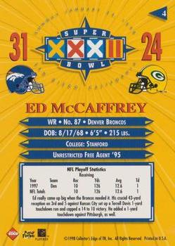 1998 Collector's Edge Super Bowl XXXII #4 Ed McCaffrey Back
