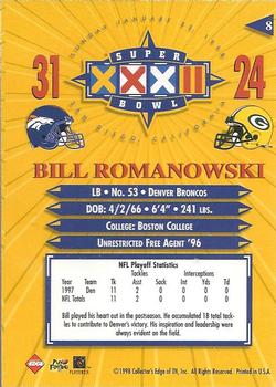 1998 Collector's Edge Super Bowl XXXII - Silver #8 Bill Romanowski Back