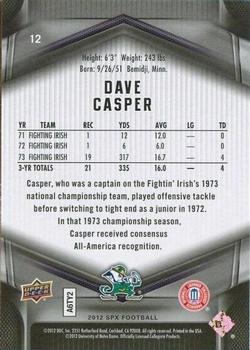2012 SPx #12 Dave Casper Back