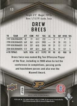 2012 SPx #13 Drew Brees Back