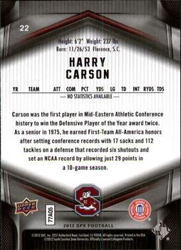 2012 SPx #22 Harry Carson Back