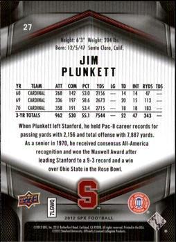 2012 SPx #27 Jim Plunkett Back