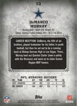 2012 Topps Inception #13 DeMarco Murray Back