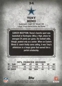 2012 Topps Inception #34 Tony Romo Back