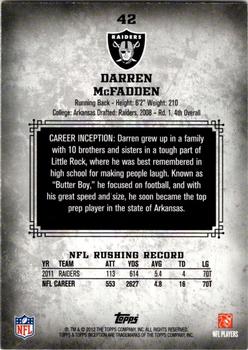 2012 Topps Inception #42 Darren McFadden Back