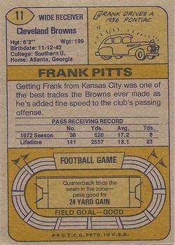 1974 Topps Parker Brothers Pro Draft #11 Frank Pitts Back