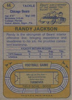 1974 Topps Parker Brothers Pro Draft #44 Randy Jackson Back