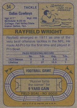 1974 Topps Parker Brothers Pro Draft #54 Rayfield Wright Back