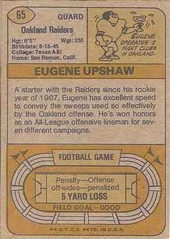 1974 Topps Parker Brothers Pro Draft #65 Eugene Upshaw Back