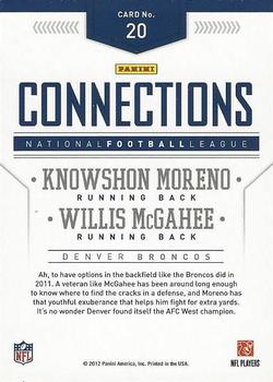 2012 Panini Prestige - Connections #20 Knowshon Moreno / Willis McGahee Back