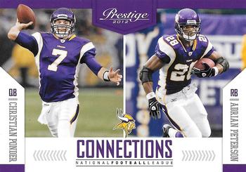 2012 Panini Prestige - Connections #23 Christian Ponder / Adrian Peterson Front