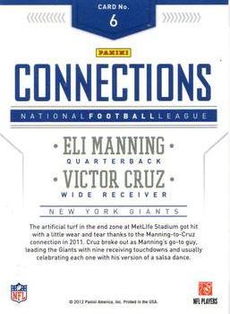 2012 Panini Prestige - Connections #6 Eli Manning / Victor Cruz Back