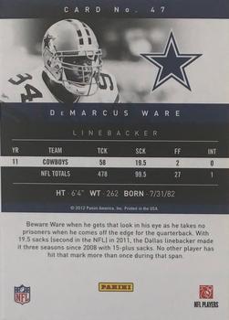 2012 Panini Prestige - Extra Points Gold #47 DeMarcus Ware Back