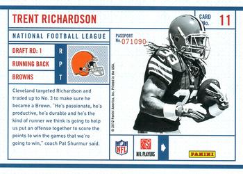 2012 Panini Prestige - NFL Passport #11 Trent Richardson Back