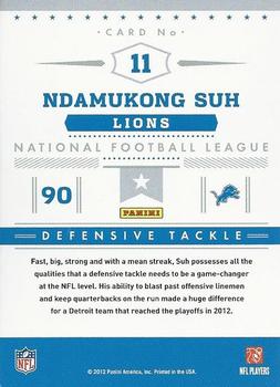 2012 Panini Prestige - Stars of the NFL #11 Ndamukong Suh Back