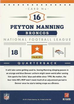 2012 Panini Prestige - Stars of the NFL #16 Peyton Manning Back