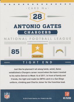 2012 Panini Prestige - Stars of the NFL #28 Antonio Gates Back