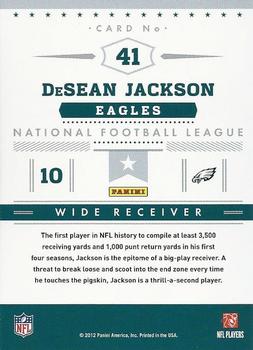 2012 Panini Prestige - Stars of the NFL #41 DeSean Jackson Back