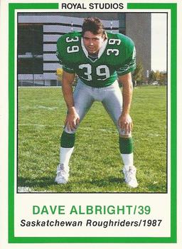 1987 Saskatchewan Roughriders #NNO Dave Albright Front