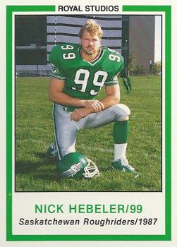 1987 Saskatchewan Roughriders #NNO Nick Hebeler Front
